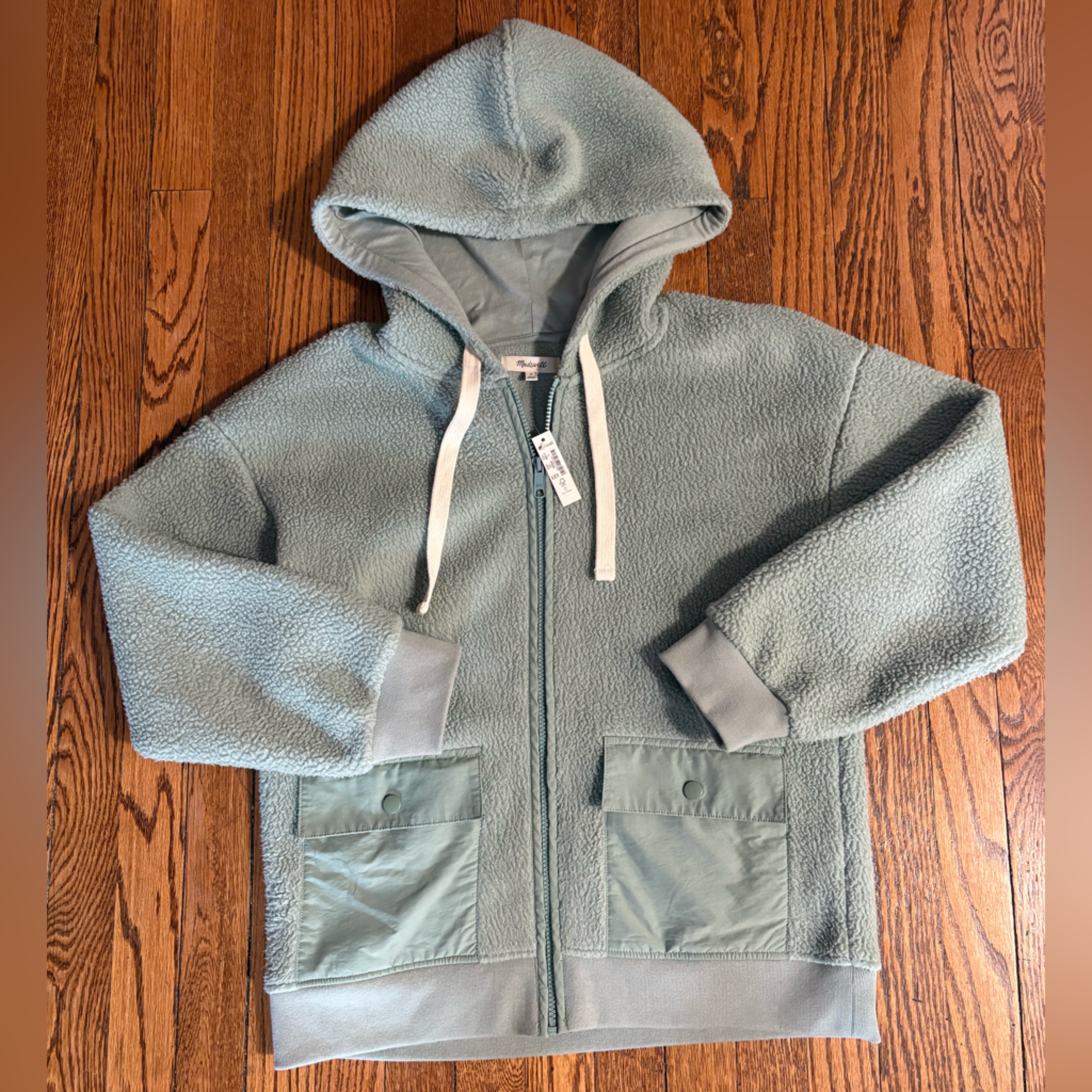 Madewell (Re)Sourced Fleece Jacket - Frosted Willow Color- Faux Sherpa - Size Am